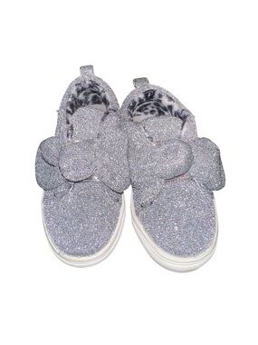 Nicole Miller Girls' Silver Glitter Bow Slip-On Sneakers